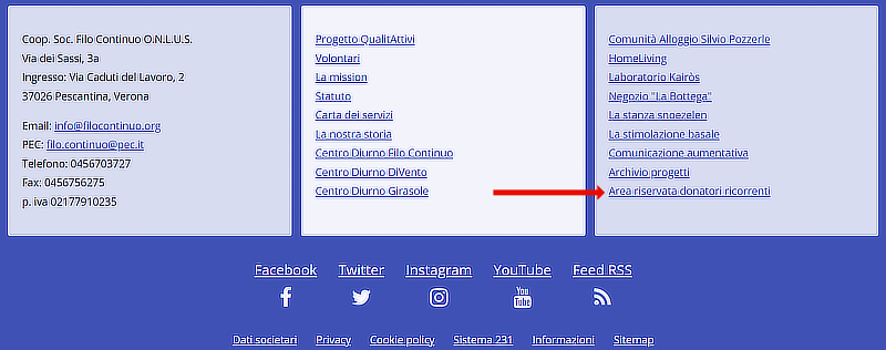 Link per accedere all'area riservata del donatore ricorrente